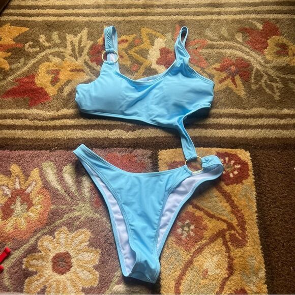Light Blue One-Shoulder Swimsuit - Picture 1 of 1